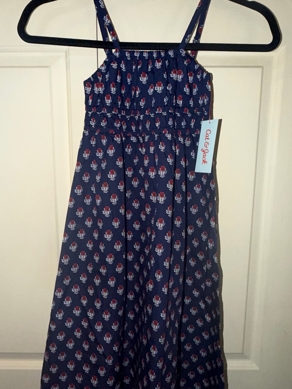 Cat & Jack Navy Blue Spaghetti-Strap Floral Dress